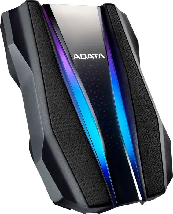 HDD Extern Portabil Gaming ADATA HD770G 1TB, USB 3.2 Gen 1, IP68 Rezistent la Apă și Praf, Rezistent la Șocuri, Criptare AES 256-Bit, Iluminare RGB, Negru