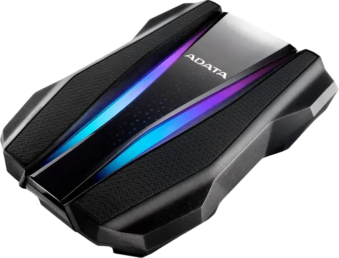 HDD Extern Portabil Gaming ADATA HD770G 1TB, USB 3.2 Gen 1, IP68 Rezistent la Apă și Praf, Rezistent la Șocuri, Criptare AES 256-Bit, Iluminare RGB, Negru