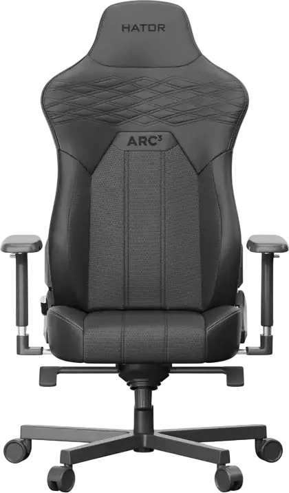 Scaun Gaming HATOR Arc 3 XL HTC3400XL, Piele PU HybridFiber, Cotiere Ajustabile 4D, Baza Aluminiu, Gas Lift Clasa 4, Suport Max 180kg, Reclinare 170°, Negru