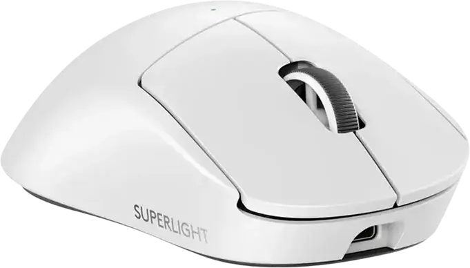Mouse Gaming Wireless Logitech G PRO X Superlight 2 DEX, Senzor HERO 2 44K DPI, Rata Polling 8000Hz, Switch-uri Hibride LIGHTFORCE, Ergonomic Dreptaci, Alb
