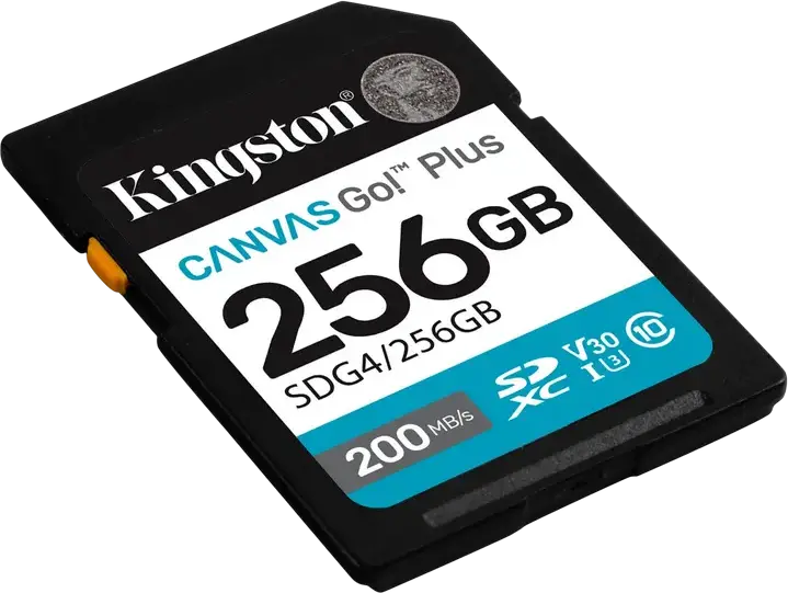 Card de Memorie Kingston Canvas Go! Plus SD (SDG4) 256 GB, UHS-I U3 V30 Clasa 10, Viteza Citire pana la 200MB/s, Rezistent la Apa si Raze X, pentru Video 4K UHD si DSLR