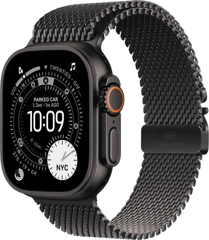 Apple Watch Ultra 3 Smartwatch 49mm Black Titanium Case, Dual-Frequency GPS, 5G Cellular, Satellite Connectivity, WR100 Water Resistant, watchOS 26