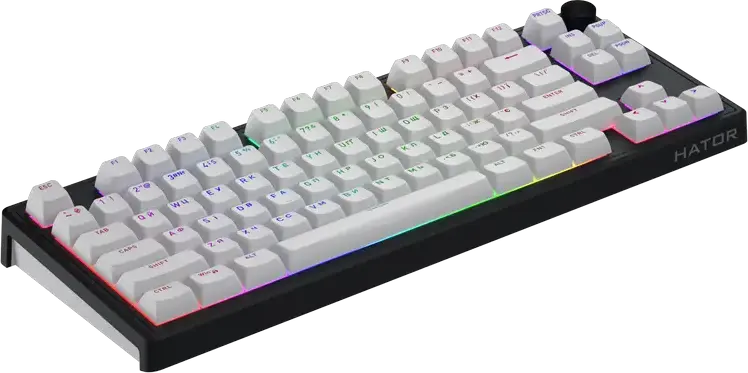 HATOR Skyfall 80 Wireless TKL Mechanical Keyboard, Tri-mode Connection, HATOR Aurum Lemon Linear Hot-swap Switches, Gasket Mount, RGB, HTK3180UA
