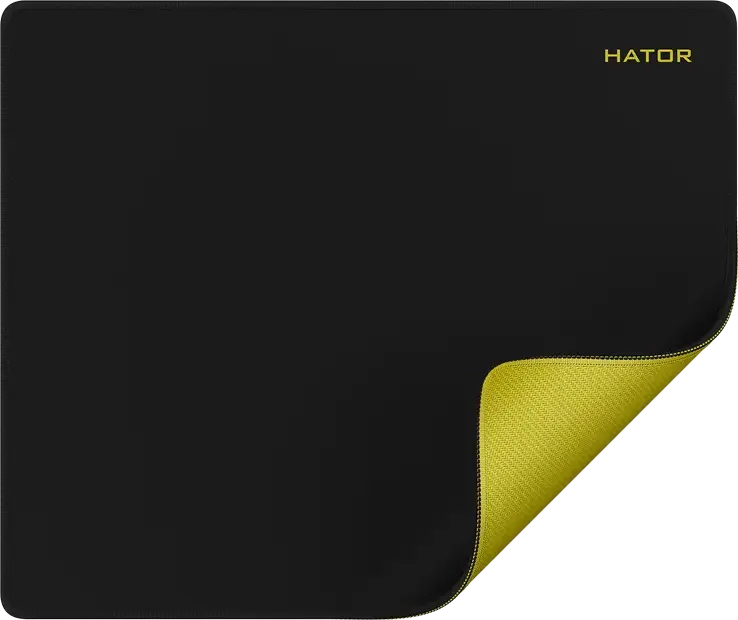 HATOR Tonn eSport HTP-032 Gaming Mouse Pad, Large 500x420x4mm, Textile Surface, Rubber Base, Stitched Edges, Black and Yellow