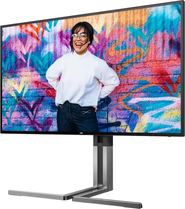Монитор AOC U27U3CV Graphic Pro 27" 4K UHD Nano IPS, 3840x2160, HDR400, 98% DCI-P3, USB-C 96W PD, KVM, RJ45, Calman Ready, эргономичная подставка, черный/серебристый