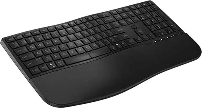 HP 680 Comfort Dual-Mode Wireless Keyboard and Mouse Combo, Bluetooth & 2.4GHz, Full-size Wave Keyboard with Wrist Rest, 4000 dpi Optical Mouse, Black