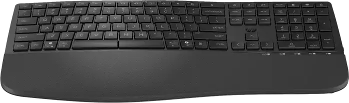 HP 680 Comfort Dual-Mode Wireless Keyboard and Mouse Combo, Bluetooth & 2.4GHz, Full-size Wave Keyboard with Wrist Rest, 4000 dpi Optical Mouse, Black