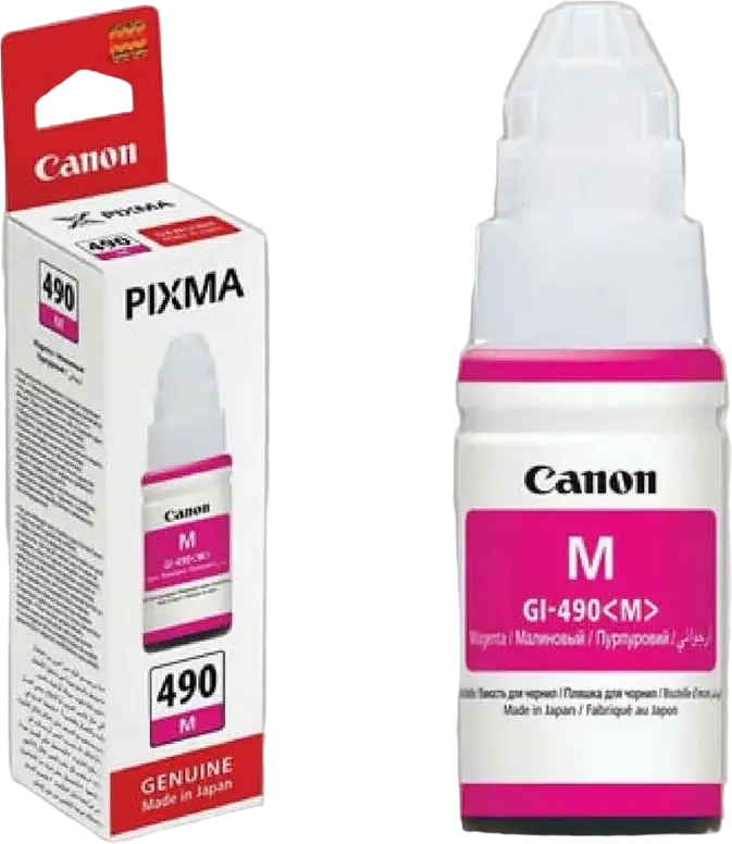 Чернила Canon GI-490 Magenta (Пурпурный), флакон 70мл для принтеров PIXMA серии G G1400 G2400 G3400 G4400 G1410 G2410 G3410 G4410, ресурс 7000 страниц