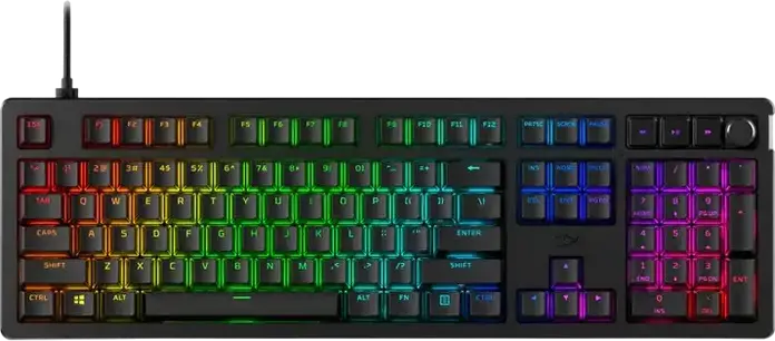 HyperX Alloy Rise Mechanical Gaming Keyboard 7G7A3AA#ACB, Hot-swappable Linear Red Switches, Gasket Mount, PBT Keycaps, RGB, 8000Hz Polling Rate, Black