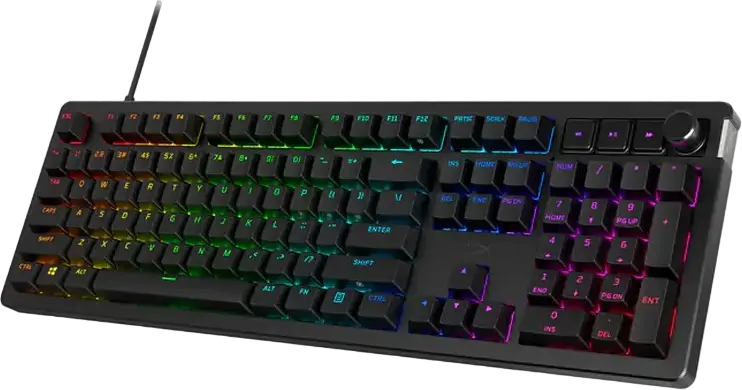 HyperX Alloy Rise Mechanical Gaming Keyboard 7G7A3AA#ACB, Hot-swappable Linear Red Switches, Gasket Mount, PBT Keycaps, RGB, 8000Hz Polling Rate, Black