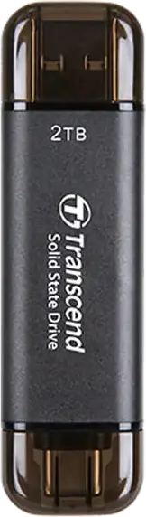 SSD Portabil Transcend ESD310C 2TB Gri, USB 3.2 Gen 2x1 10Gbps, Dual USB Type-A si Type-C, 3D NAND, Viteza Citire pana la 1050MB/s, Criptare AES 256-bit, exFAT
