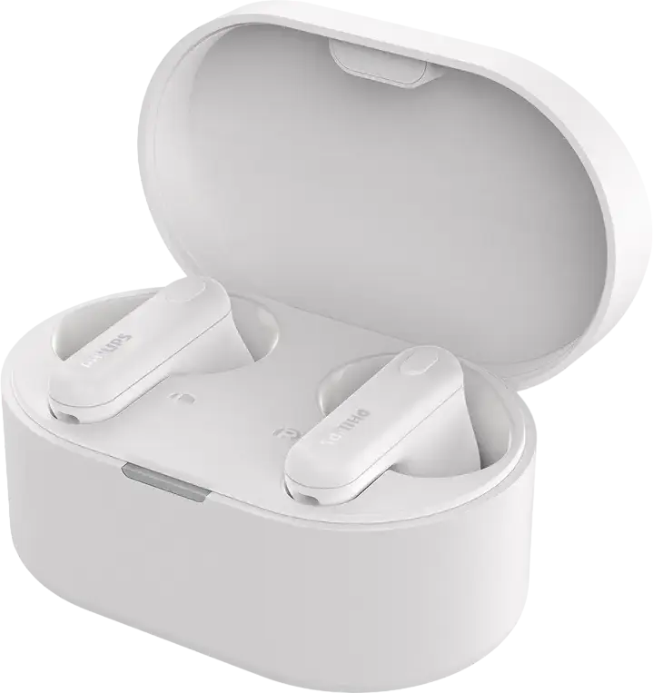 Casca Philips TAT1108WT True Wireless Stereo TWS In-ear, Bluetooth 5.3, Drivere Dinamice 6mm, Rezistenta la stropi IPX4, Microfon AI, Alb