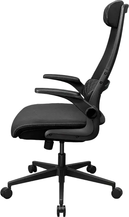 Cougar Stryder CGR-STD-BLB Highback Ergonomic Hybrid Gaming and Workspace Chair, Textile, Flip-Up Armrests, Class 4 Gas Lift, 166° Recline, Black