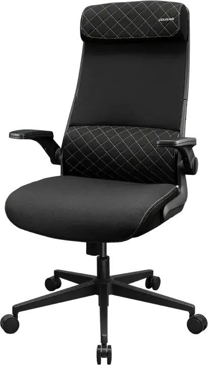 Cougar Stryder CGR-STD-BLB Highback Ergonomic Hybrid Gaming and Workspace Chair, Textile, Flip-Up Armrests, Class 4 Gas Lift, 166° Recline, Black