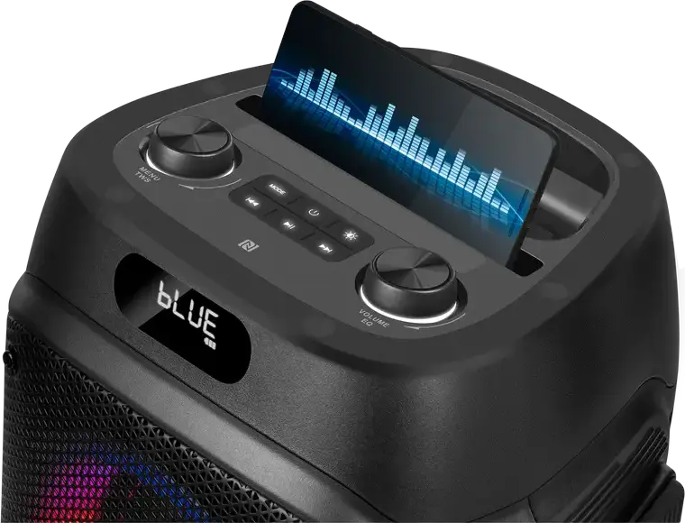 SVEN PS-850 Portable Party Speaker, 100W RMS, Bluetooth, NFC, TWS, RGB Lighting, FM Radio, Built-in Battery up to 28h, USB-C, Microphone & Remote, Black