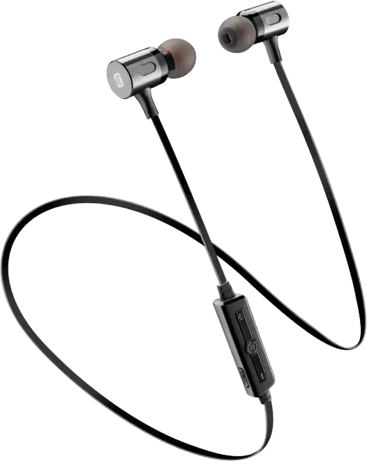 Casca Bluetooth Stereo Cellularline Motion In-Ear, Casti Wireless cu Banda de Gat si Inchidere Magnetica, Design din Metal, Microfon Integrat, Negru