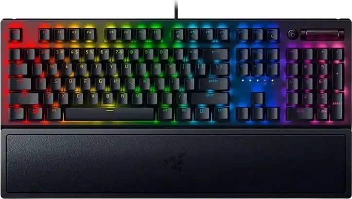 Razer BlackWidow V3 Full Size Mechanical Gaming Keyboard - Green Clicky Switches, Chroma RGB, Ergonomic Wrist Rest, Aluminum Frame, USB Wired