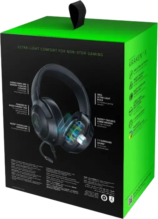 Casca Gaming Razer Kraken V3 X, Sunet Surround Virtual 7.1, Difuzoare TriForce 40mm, Microfon HyperClear Cardioid, Iluminare Chroma RGB, USB pentru PC si PS4
