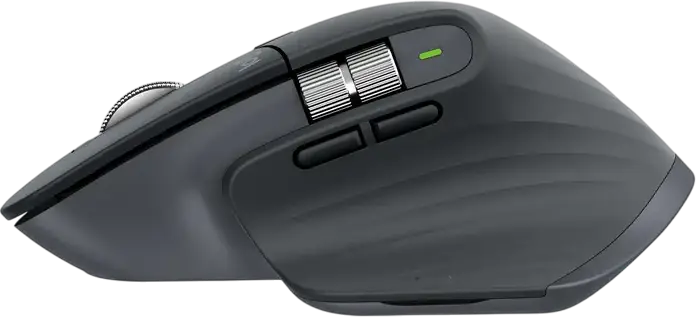 Mouse Wireless Logitech MX Master 3S, Culoare Grafit, Senzor Optic Darkfield 8000 DPI, Rotiță MagSpeed, Tehnologie Quiet Click, Bluetooth și 2.4 GHz, Încărcare USB-C