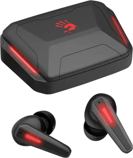 Bloody M70 TWS Gaming Earbuds, Bluetooth 5.2, Dual-Mode Low Latency & Hi-Res Audio, Dual ENC Noise Cancellation, IPX4, Aluminum Case, Black/Red