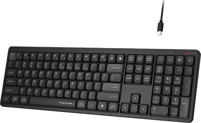 A4Tech FBX55C Wireless Keyboard, Dual-mode Bluetooth & 2.4GHz, Scissor Switches, Multi-device Support for 4 Devices, USB Type-C Rechargeable, Grey