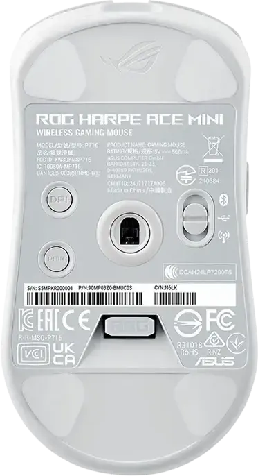 ASUS ROG Harpe Ace Mini Wireless Gaming Mouse, White, 42,000 DPI ROG AimPoint Pro Sensor, 8,000Hz Polling Rate, ROG 100M Optical Switches, Bluetooth, Wireless RF