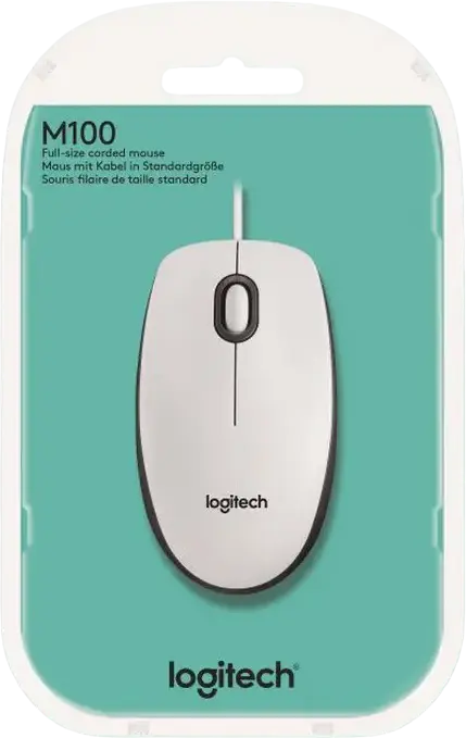 Logitech M100 Wired Optical USB Mouse, 1000 dpi Sensor, Ambidextrous Design, 3 Buttons with Scroll Wheel, 1.8m Cable, Compatible with Windows, MacOS, Linux