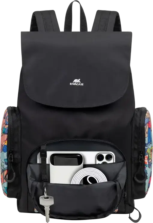 Rucsac Urban Rivacase Agora 5425 Skaters, Poliester Impermeabil, Volum 15L, Compartiment Laptop și Buzunar Tabletă 10.5", Negru