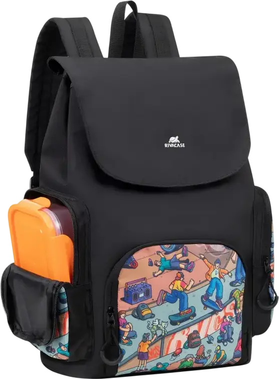 Rucsac Urban Rivacase Agora 5425 Skaters, Poliester Impermeabil, Volum 15L, Compartiment Laptop și Buzunar Tabletă 10.5", Negru