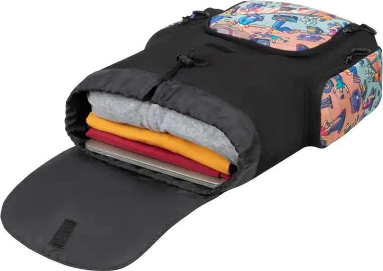 Rucsac Urban Rivacase Agora 5425 Skaters, Poliester Impermeabil, Volum 15L, Compartiment Laptop și Buzunar Tabletă 10.5", Negru
