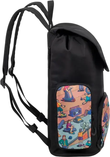 Rucsac Urban Rivacase Agora 5425 Skaters, Poliester Impermeabil, Volum 15L, Compartiment Laptop și Buzunar Tabletă 10.5", Negru