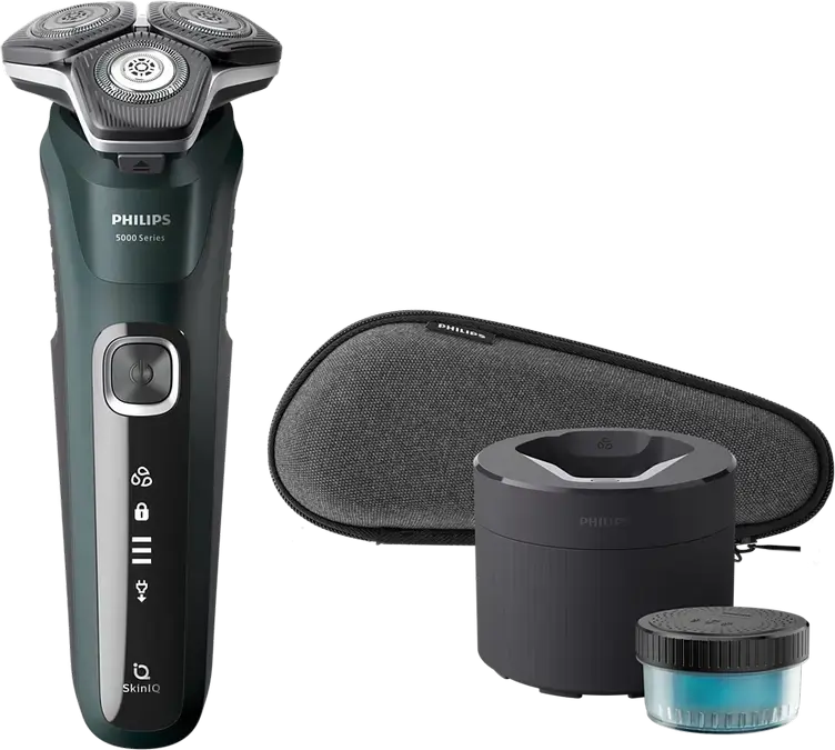 Aparat de Ras Electric Philips S5884/50 Series 5000, Tehnologie SkinIQ PowerAdapt, Lame SteelPrecision, Utilizare Umed și Uscat, Trimer Integrat