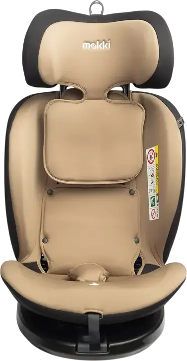 Caretero Mokki i-Size 360 Rotating Car Seat, Beige, ECE R129/02, ISOFIX & TopTether, 0-36 kg, 40-150 cm, 5-Point Harness, 7-Step Headrest, 0+/1/2/3 Groups
