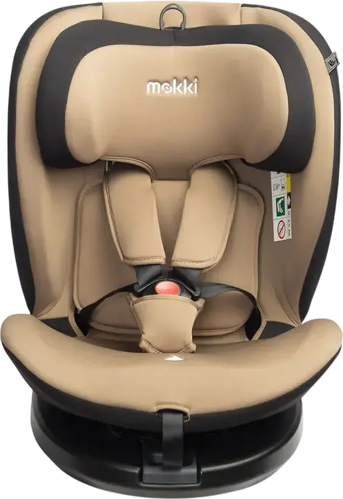 Caretero Mokki i-Size 360 Rotating Car Seat, Beige, ECE R129/02, ISOFIX & TopTether, 0-36 kg, 40-150 cm, 5-Point Harness, 7-Step Headrest, 0+/1/2/3 Groups