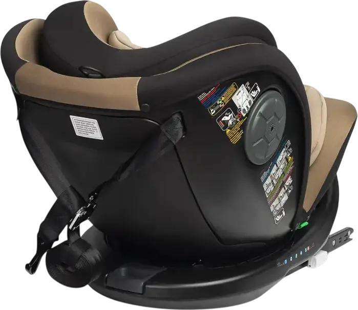 Caretero Mokki i-Size 360 Rotating Car Seat, Beige, ECE R129/02, ISOFIX & TopTether, 0-36 kg, 40-150 cm, 5-Point Harness, 7-Step Headrest, 0+/1/2/3 Groups