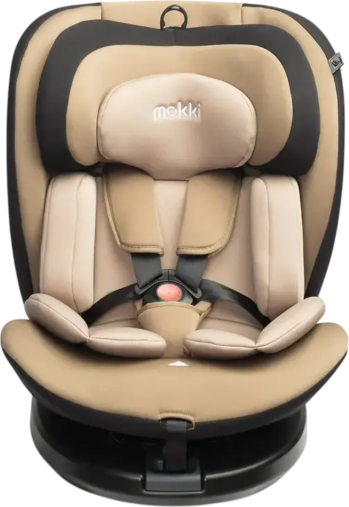 Caretero Mokki i-Size 360 Rotating Car Seat, Beige, ECE R129/02, ISOFIX & TopTether, 0-36 kg, 40-150 cm, 5-Point Harness, 7-Step Headrest, 0+/1/2/3 Groups