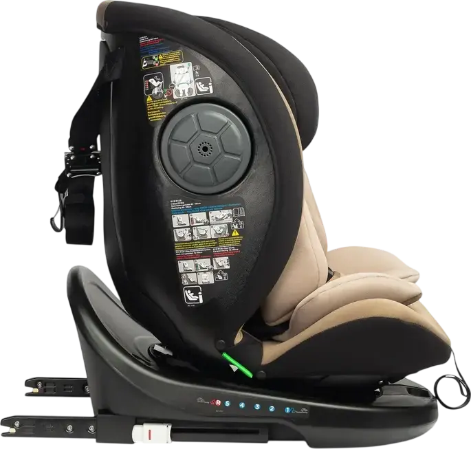 Caretero Mokki i-Size 360 Rotating Car Seat, Beige, ECE R129/02, ISOFIX & TopTether, 0-36 kg, 40-150 cm, 5-Point Harness, 7-Step Headrest, 0+/1/2/3 Groups
