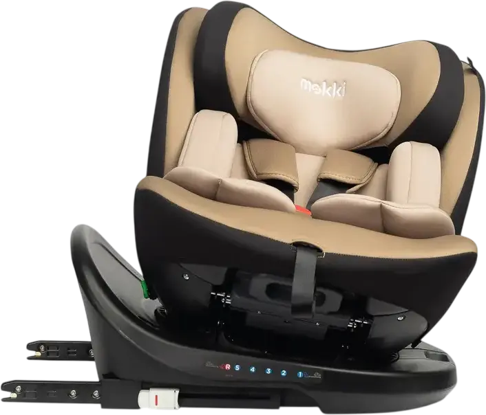 Caretero Mokki i-Size 360 Rotating Car Seat, Beige, ECE R129/02, ISOFIX & TopTether, 0-36 kg, 40-150 cm, 5-Point Harness, 7-Step Headrest, 0+/1/2/3 Groups