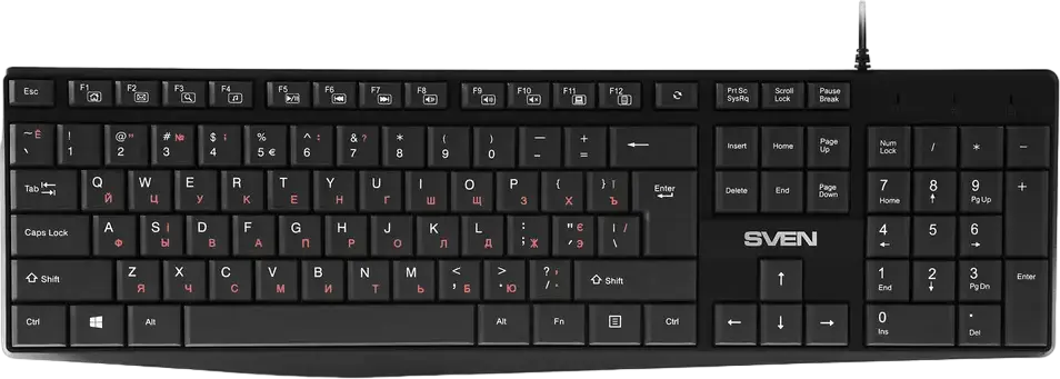 Tastatură SVEN KB-S305, Cu fir, Negru