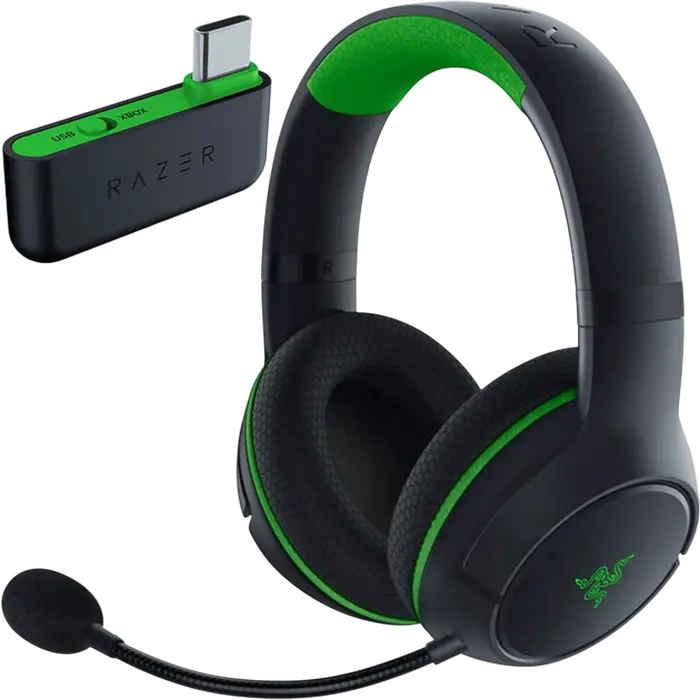 Razer Kaira Wireless Gaming Headset for Xbox Series X|S and Xbox One, Black, 50mm Triforce Titanium Drivers, HyperClear Cardioid Mic, FlowKnit Memory Foam