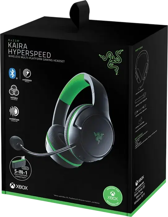 Razer Kaira Wireless Gaming Headset for Xbox Series X|S and Xbox One, Black, 50mm Triforce Titanium Drivers, HyperClear Cardioid Mic, FlowKnit Memory Foam