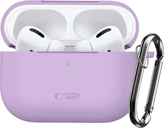 Husa de Protectie din Silicon Tech Protect pentru AirPods Pro 3 cu Carabinier de Metal și Decupaj pentru LED de Încărcare