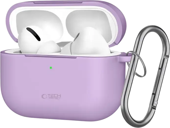 Husa de Protectie din Silicon Tech Protect pentru AirPods Pro 3 cu Carabinier de Metal și Decupaj pentru LED de Încărcare