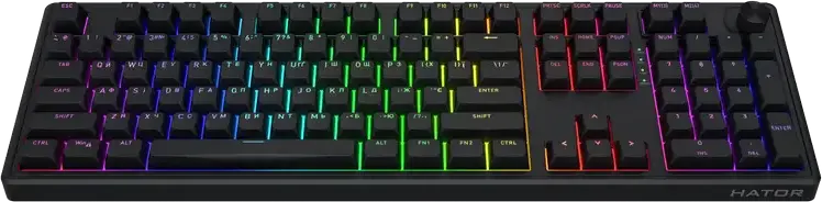 Механическая клавиатура HATOR Skyfall 100, переключатели HATOR Aurum Lemon Linear, Gasket Mount, Hot-swap, RGB подсветка, проводная USB, черная