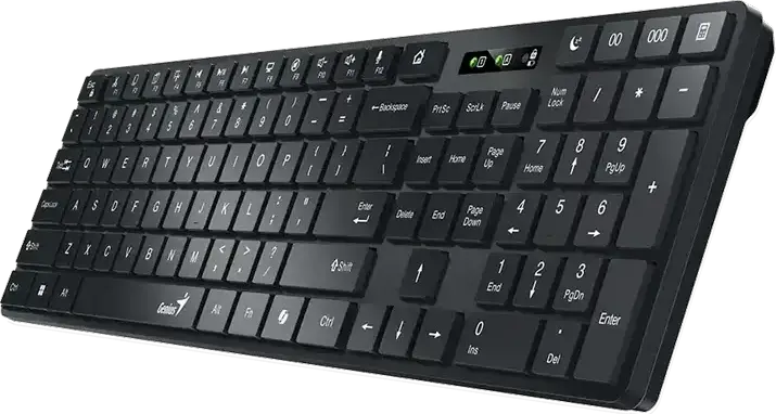 Genius SlimStar 7250BT Wireless Bluetooth Business Keyboard, Dual Mode 2.4GHz RF & BT 5.3, Slim Chocolate Keys, Copilot AI & Media Keys, Multi-OS