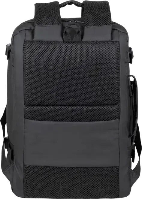 Rivacase Tegel 8465 Travel Laptop Backpack for up to 17.3" Laptops, Water-Resistant Recycled rPET Polyester, Luggage Strap, Black