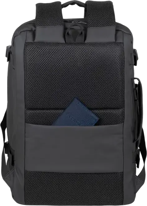 Rivacase Tegel 8465 Travel Laptop Backpack for up to 17.3" Laptops, Water-Resistant Recycled rPET Polyester, Luggage Strap, Black