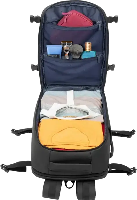 Rivacase Tegel 8465 Travel Laptop Backpack for up to 17.3" Laptops, Water-Resistant Recycled rPET Polyester, Luggage Strap, Black