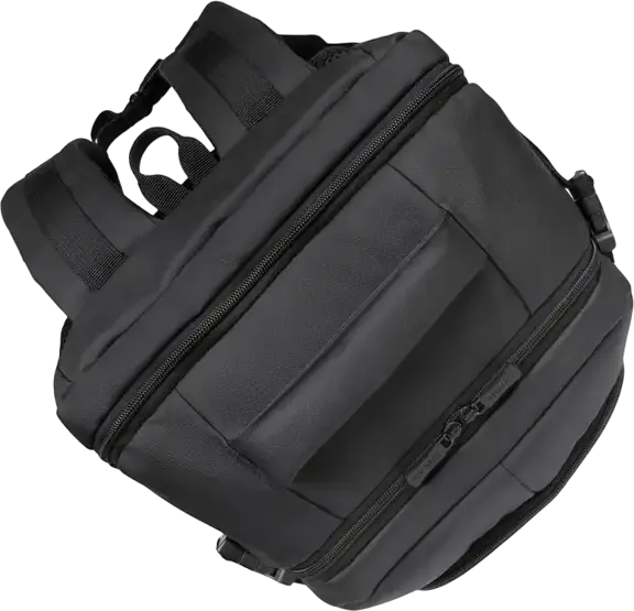 Rivacase Tegel 8465 Travel Laptop Backpack for up to 17.3" Laptops, Water-Resistant Recycled rPET Polyester, Luggage Strap, Black