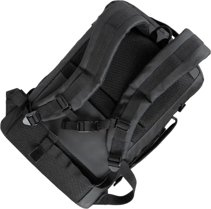 Rivacase Tegel 8465 Travel Laptop Backpack for up to 17.3" Laptops, Water-Resistant Recycled rPET Polyester, Luggage Strap, Black